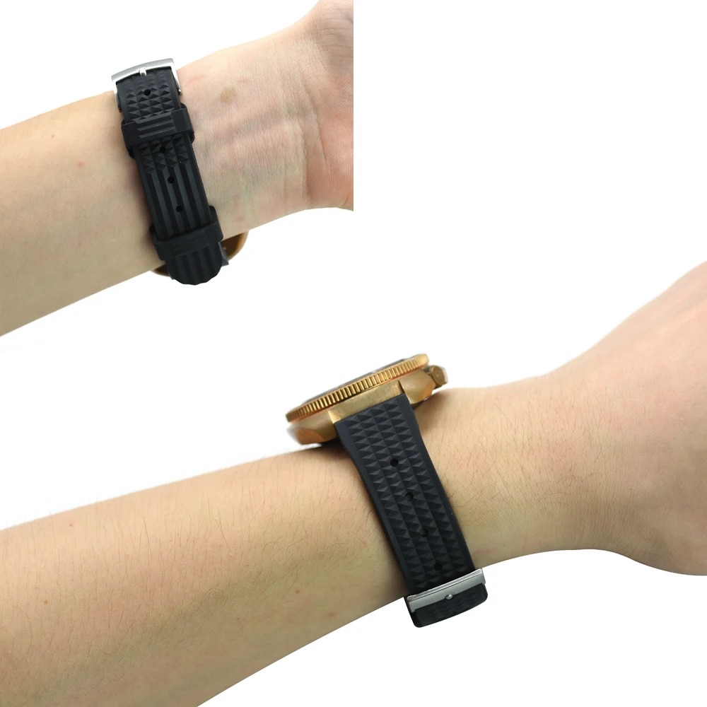 Premium Grade Waffle Design Quick Release Fluoro Rubber Watch Strap