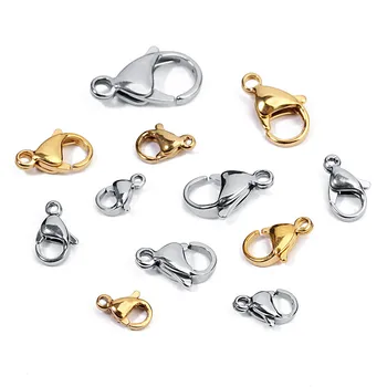 

25pcs/lot 9*6/10*6/11*7mm Stainless Steel Lobster Clasps Hooks End Connectors Clasps For Diy Necklace Jewelry Making