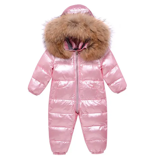 -30 Russia Winter White Duck Overalls Snowsuits Baby Kids Boys Girls Thick Down Coat Clothes Toddler Infant Warm Parka Jacket 3Y