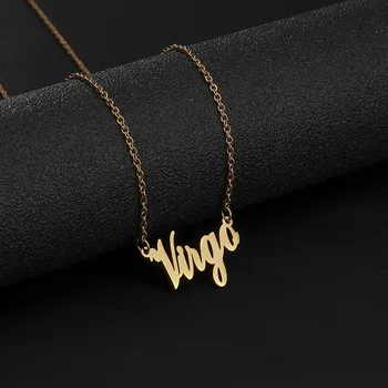 

Fashion Custom Name Pendant Necklace Stylish Cursive Constellation Nameplate Necklace Stainless Steel Jewelry Gift