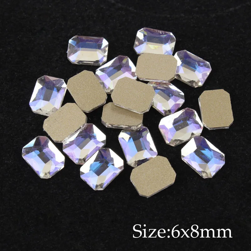 Rectangular6x8mm 30 шт. Стразы для ногтей с плоской задней поверхностью, алмазные каплевидные кристаллы ромбов, камни, блестящие Звездные драгоценные камни, маникюрные украшения для ногтей - Цвет: Rectangular6x8mm