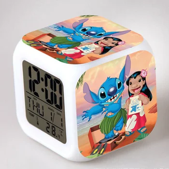

LED digital alarm clock kids cute cartoon LED table clock with temperature 7 color flash change night light