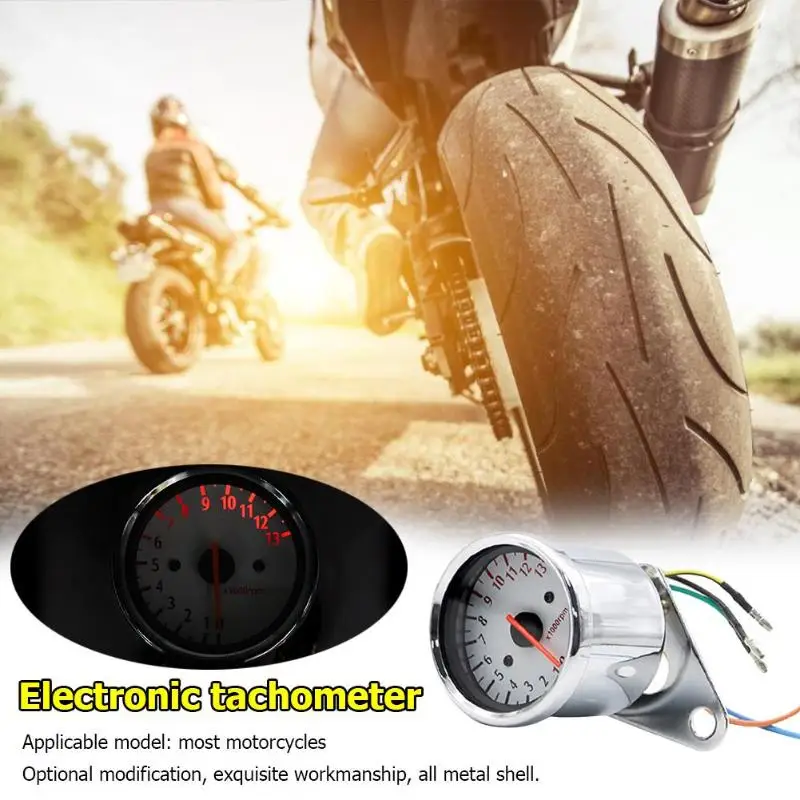 12V 1,3 W Универсальный Ретро Мотоцикл Тахометр 0-13000 Rpm Тахометр об/мин датчик Тахометр спидометр светодиодный цифровой индикатор