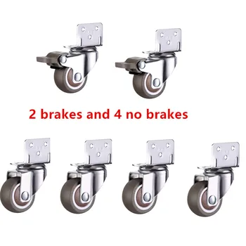

6pcs Furniture Casters Wheels Soft Rubber Swivel Caster Quite Roller wheels for trolley Baby Crib Bed Wheels Household Accessory