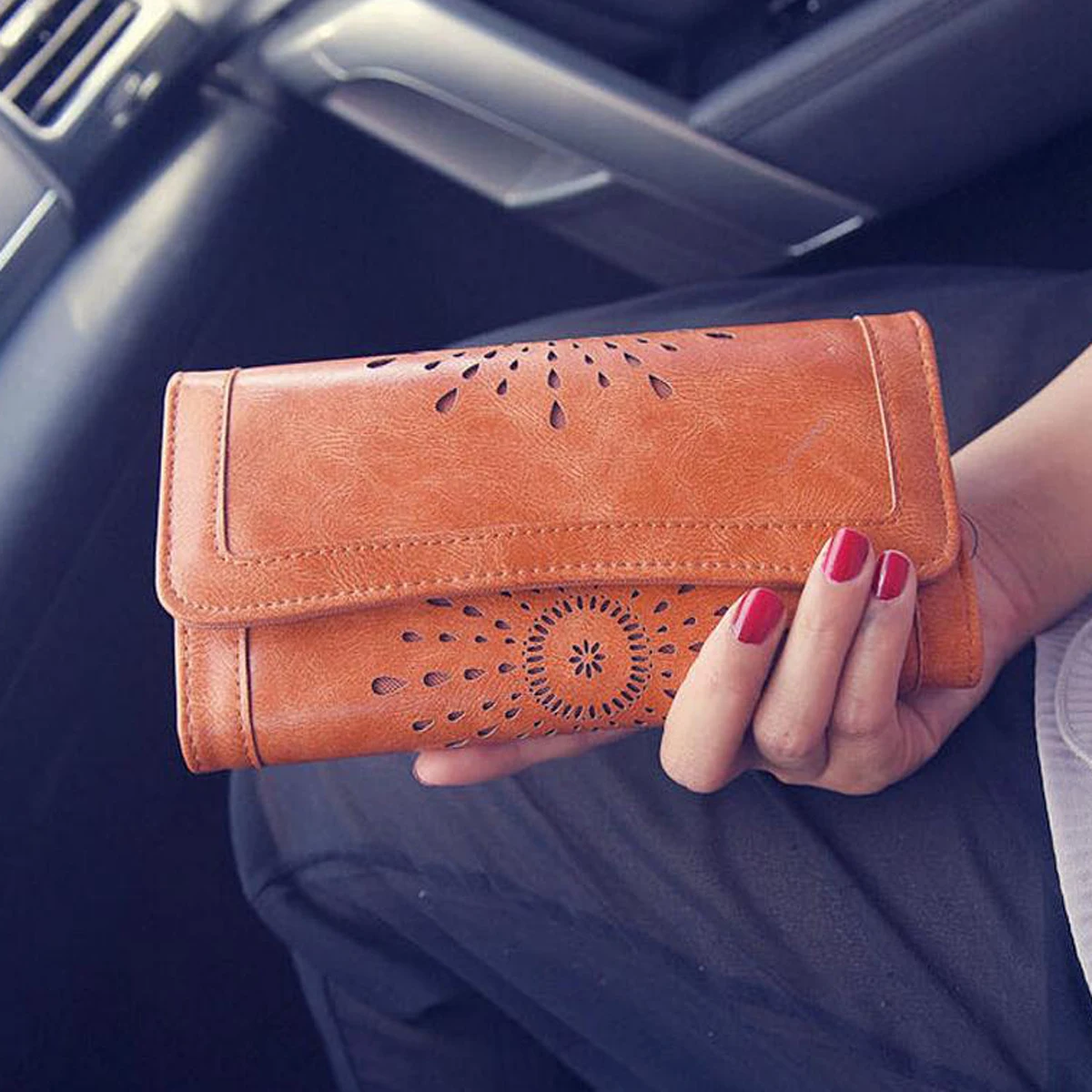 

Newest Fashion Ladies Women Boho Leather Wallet Clutch Bag Phone Long Purse Hot Selling Top Quality