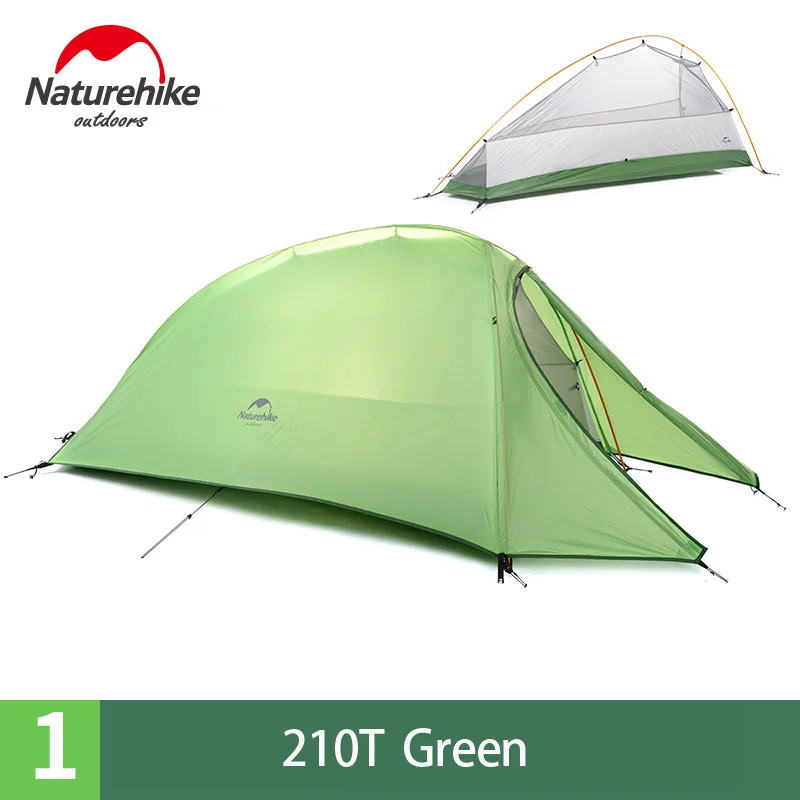 green 1350g Naturehike Открытый Сверхлегкий Палатка 1 человек 20D силиконовая ткань двухслойная Однослойная палатка 4 сезона с ковриком - Цвет: green 1350g