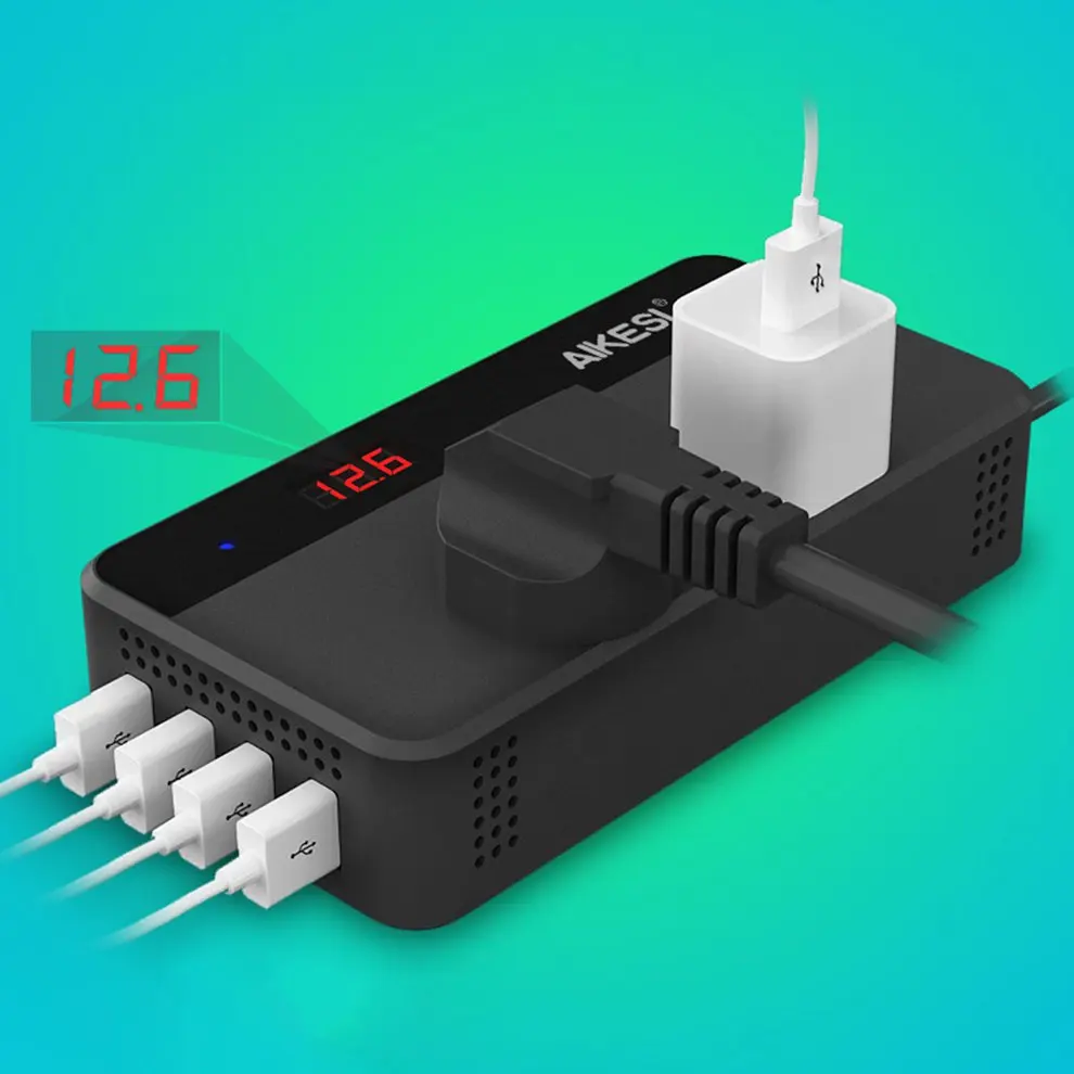 Автомобильный адаптер питания Inverterv 4 usb порта зарядное устройство адаптер Автомобильный штекер конвертер с переключателем и током ЖК-экран