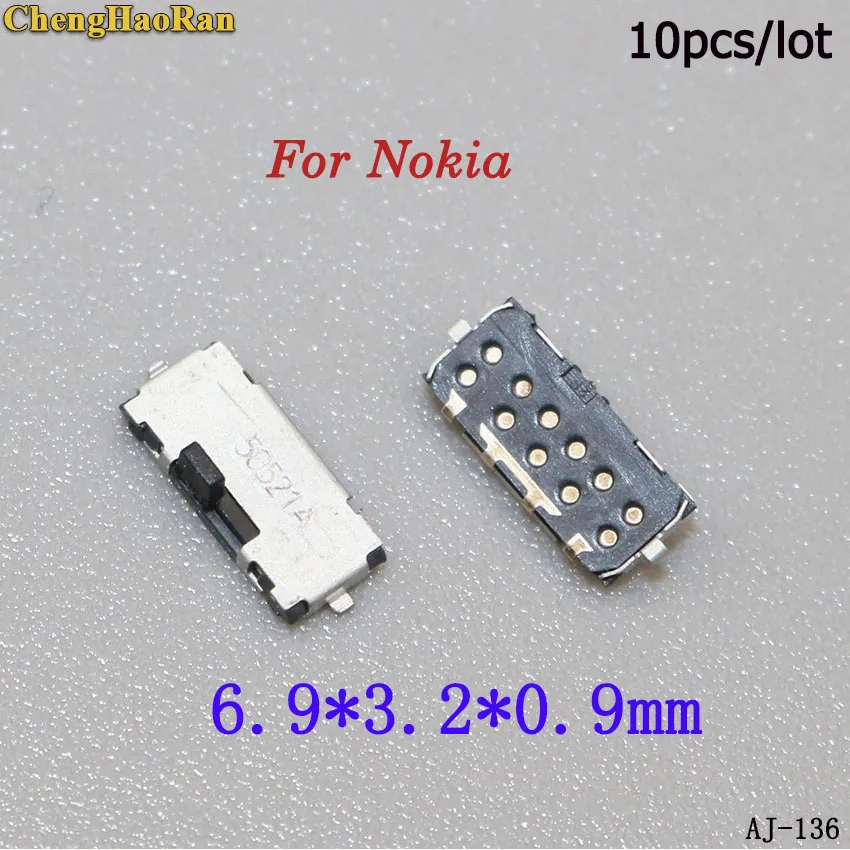 AJ-136 ChengHaoRan для Nokia SMD type plug 2 ноги патч горизонтальный тумблер маленький переключатель, передвижной переключатель набор 10 - Цвет: AJ-136