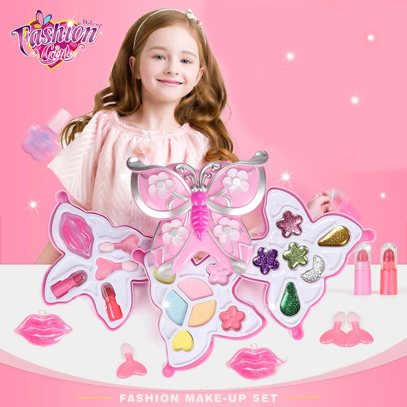 

Girls Beauty Make Up Toys Fashion Pink Beauty Set Pretend Play Make Up Kit for Girls Princess Dress Baby Cosmetic Toys Gifts
