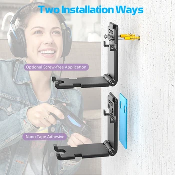 

DOBE For PS4 Wall Mount Universal Foldable Headphone Game Shelf Headset Bracket Hanger Earphone Stand Hook Clamp Adjustable