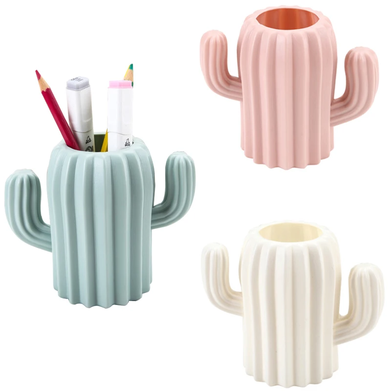 

Pen Holder Student Stationery Desktop Cactus Shape Pen Container Multifunctional Storage Box Brush Pot Office School Supplies