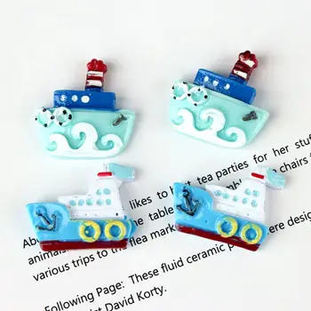 

50Pcs Ocean Style Flatback Resin Cabochon Enamel Ship Steamer Boat DIY Scrapbook K4UB
