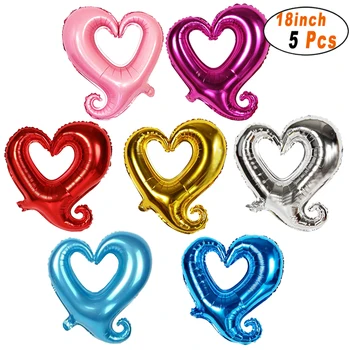 

5PCS 18inch Lovely Hollow Heart Balloons Foil Helium Valentine's Day Wedding Party Birthday Engagement Decoration Aluminum