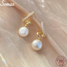 Boucles d'oreilles en argent Sterling 925, cristal français, en spirale, perles à la mode, plaqué or 14K, bijoux de luxe exquis, cadeau de fête 