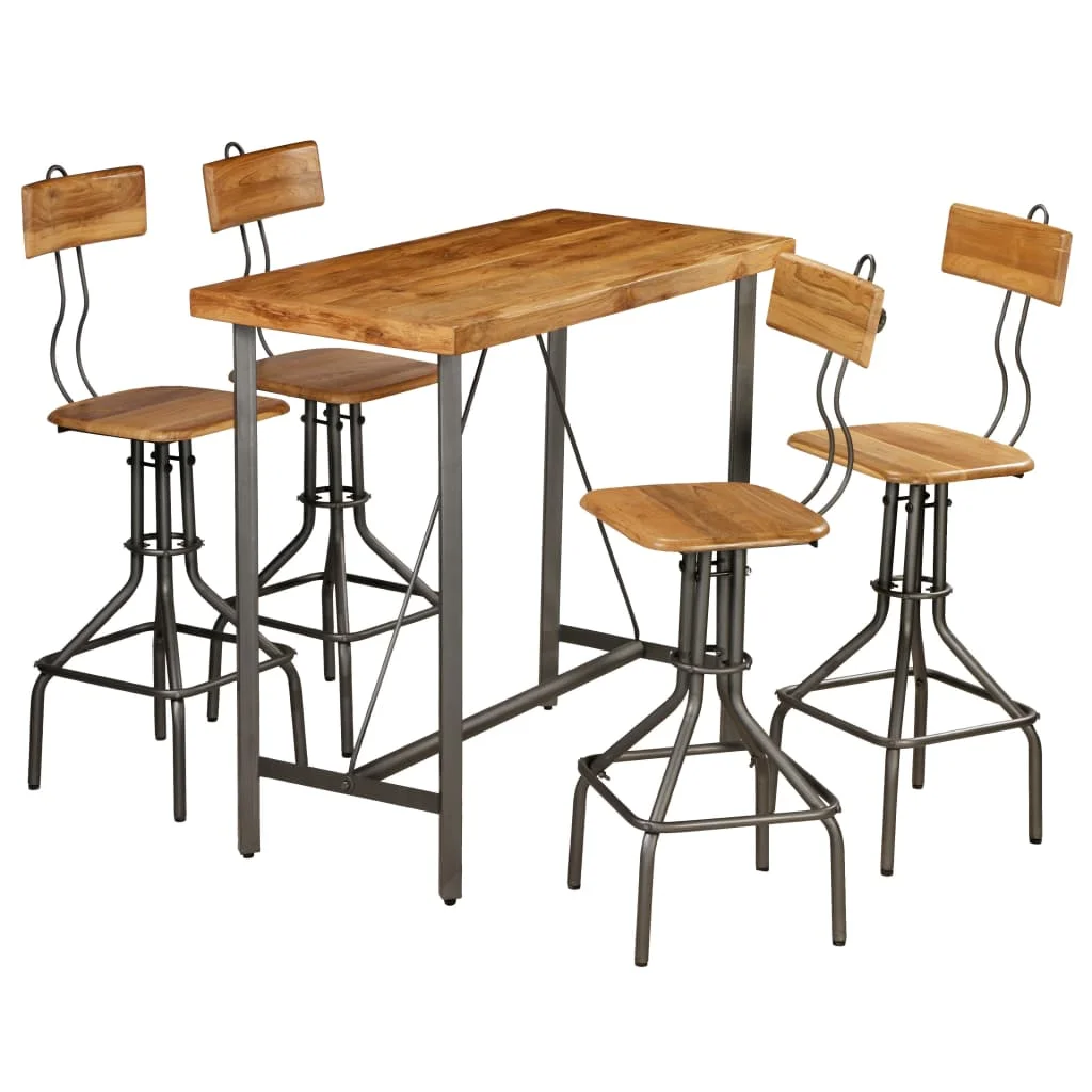 

Unique! VidaXL Kitchen Table Chair Set 5 Pcs Recycled Solid Teak Wood Table and Chairs Bar Stool Dinning Chair Luxury Furniture