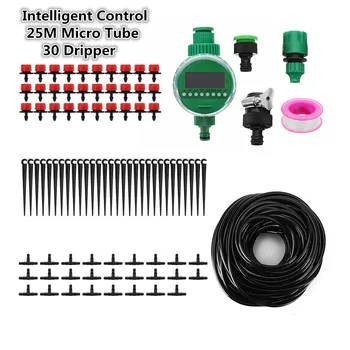 

25M Automatic Water Timer Valve Smart Controller Garden Watering Electrinic Micro Drip Irrigation System With Adjustable Dripper