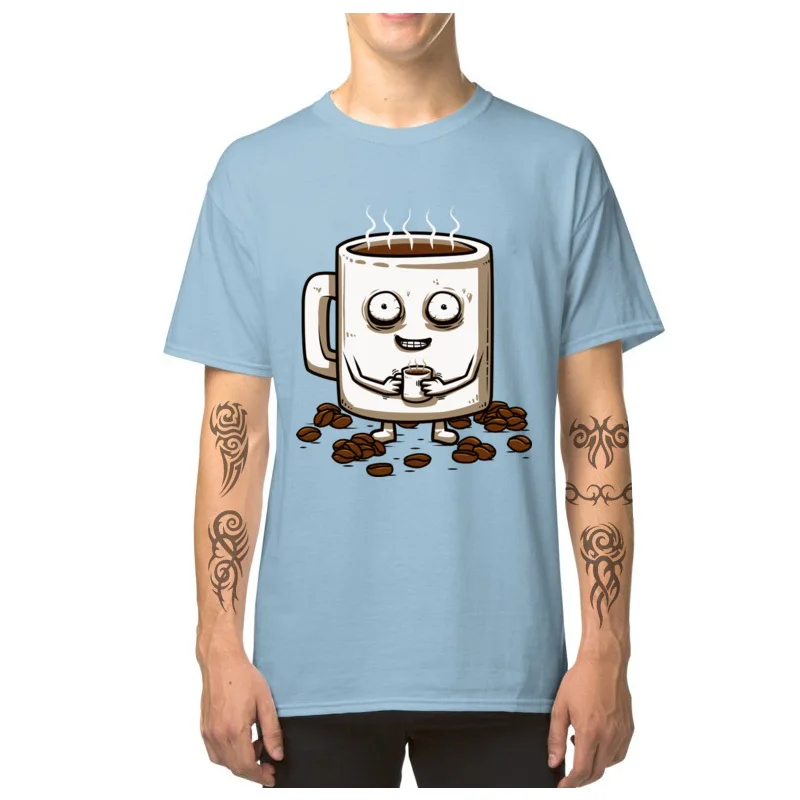 Printing Coffe_lover_addict_4176 Round Collar Top T-shirts Summer Tops & Tees Short Sleeve for Men Cheap Pure Cotton T-Shirt Coffe_lover_addict_4176 light