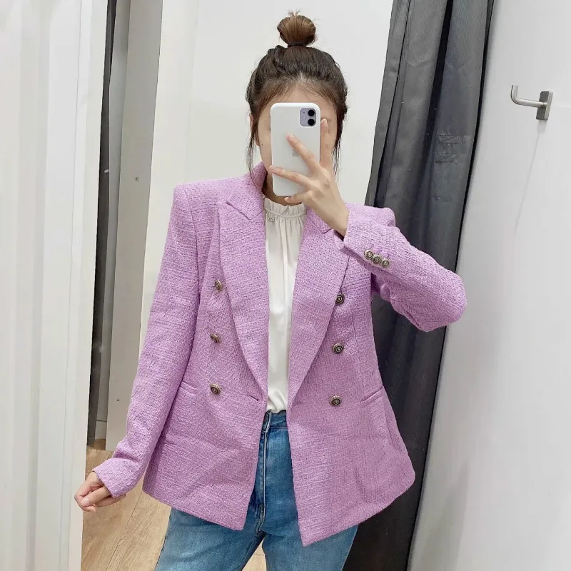 

New autumn and winter women's jacket casual small suit Female Fashion Double Breasted Ladies Coat High Quality Elegant Blazer