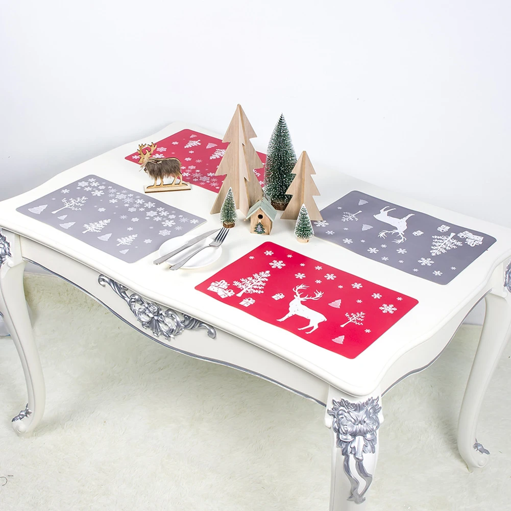 12 шт. Миска салфетка для вилки коврик для украшения дома вечерние и рождественские ПВХ обеденный стол коврик вилка нож диск чаша колодки Новогоднее украшение