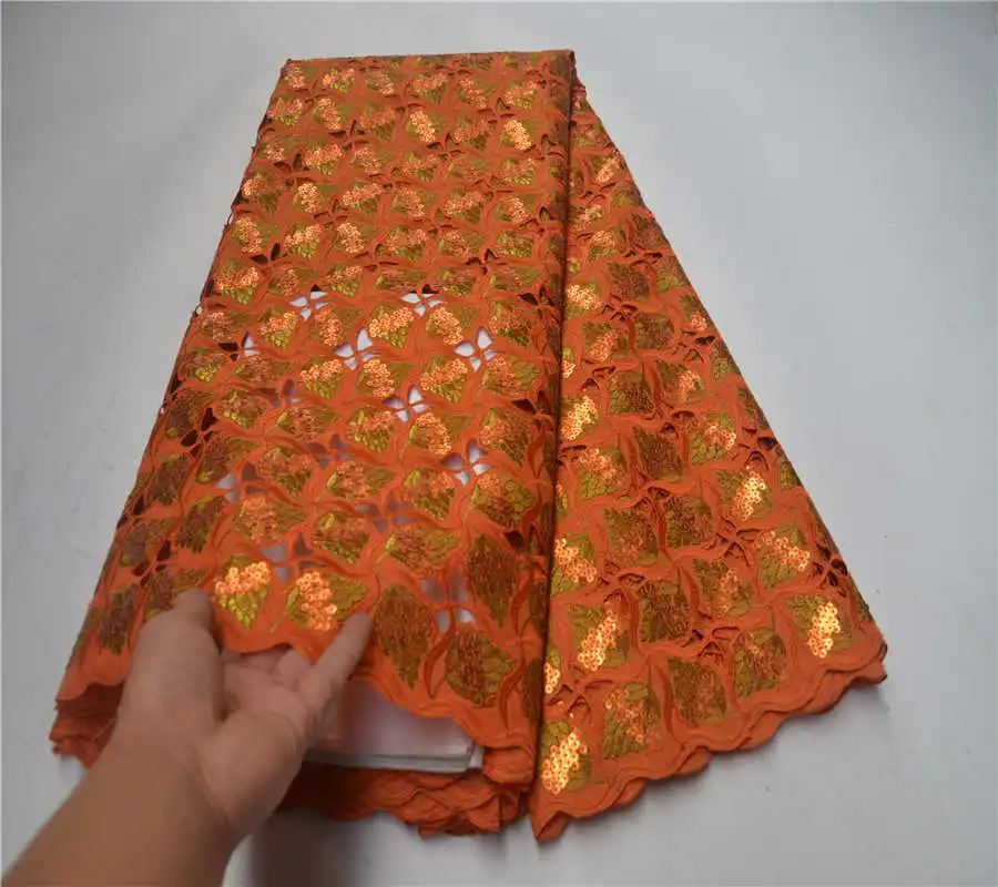 Orange french net lace fabric african sequin 2020 high quality tissu dentelle africain bridal PSA944-1 | Дом и сад