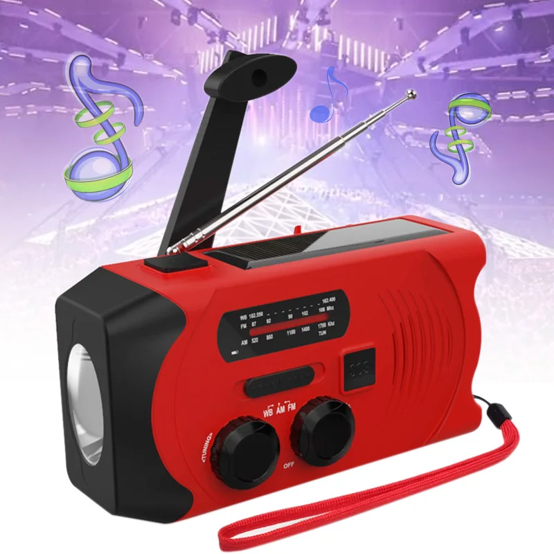 

Emergency SOS Alarm Weather Radio Hand Crank Solar Power LED Flashlight Outdoor Tool VDX99