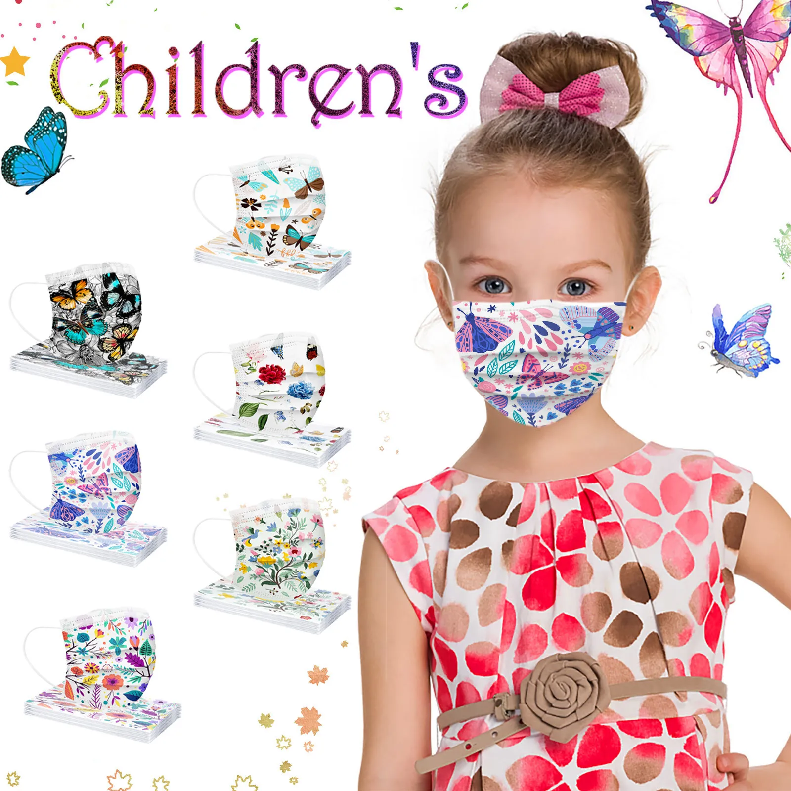 50pc Butterfly Print Disposable Masque Mascarilla Mask for face Mascarillas Desechables Маска Для Лица Halloween Cosplay |