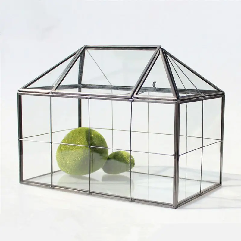 Стеклянные украшения для террариума коробка ясная стеклянная коробка в форме домика близко стеклянный геометрический Террариум настольное суккулентное растение коробка плантатор