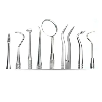 

Dental Mirror Stainless Steel Dentist Tools Set Probe Tooth Care Kit Instrument Tweezer Sickle Scaler Dental Pick