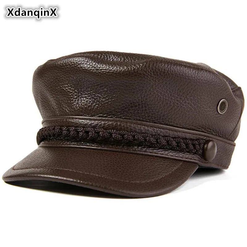 XdanqinX Для мужчин на плоской подошве Кепки теплые армейские военные шапки шляпа из натуральной кожи осень молодежь язык Кепки элегантные Для женщин кожаная шляпа