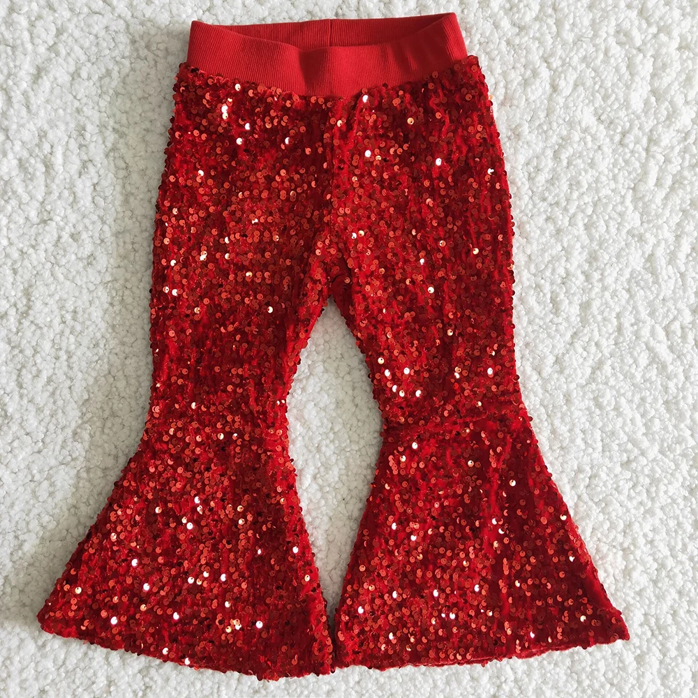Fashion Baby Girls Sequin Pants Hot Sale Bell Bottom Pants Long