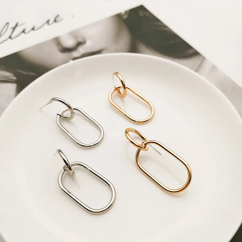 2019 Fashion Geometric Rectangle Earrings Women Gold Silver Color Dangle Earring Ears Simple Charm Jewelry | Украшения и
