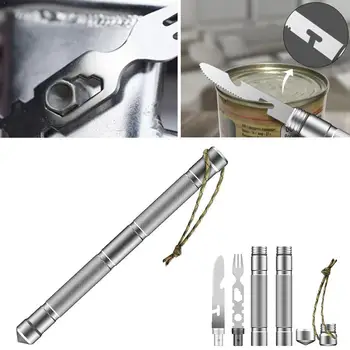 

Outdoor Multifunctional Tools Self-defense Stick Opener and Camping Survival Set Car Compass Tool Fork Tableware Wild Knife B5G3