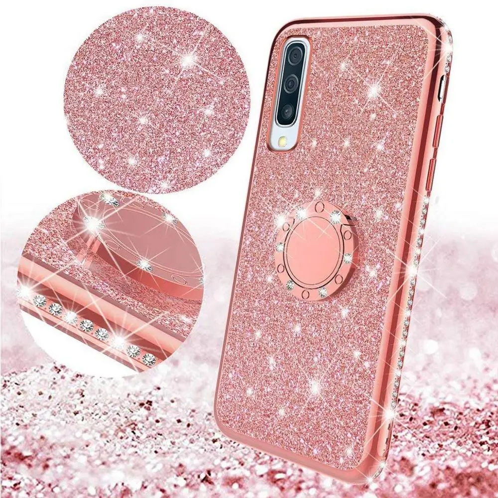 Алмазный чехол для samsung Galaxy A70 A60 A50 A40 A30 A20 A10 A80 чехол для samsung Galaxy M30 M20 M10 блестящее кольцо Kickstand чехол