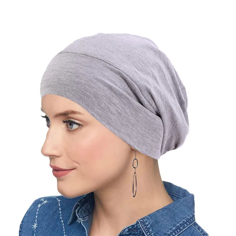 

Muslim stretchy Turban Caps For Women Solid Cotton Headscarf Hat Bonnet Hijab Femme Musulman Turbante Mujer Hair Loss Headwraps