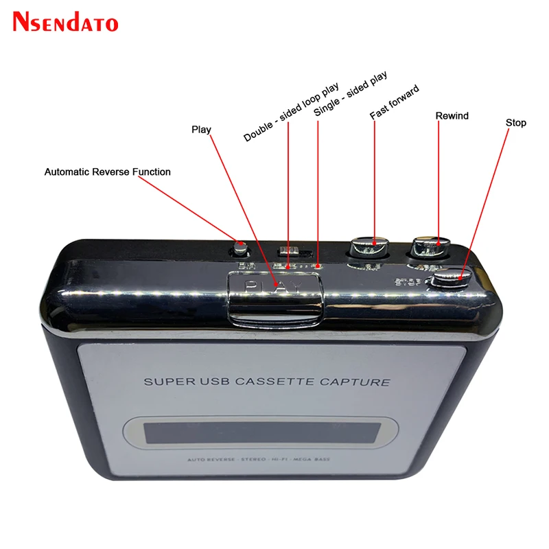 USB Cassette Player Tape to MP3 Converter Capture Adapter Audio Music Player Tape USB Cassette Recorder & Player