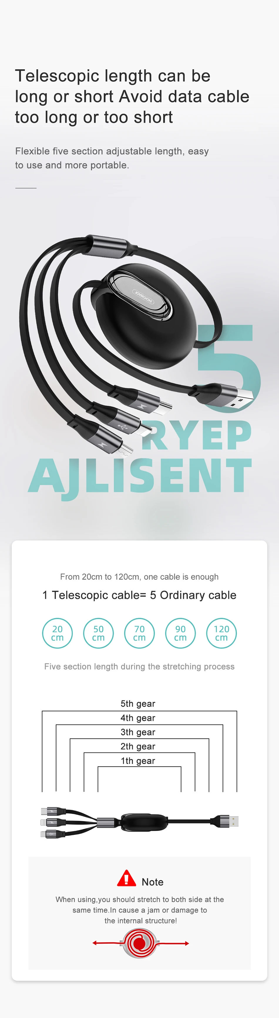 Joyroom 3 в 1 usb type C Micro USB кабель type-c USB C выдвижной портативный зарядный кабель для быстрой зарядки мобильного телефона