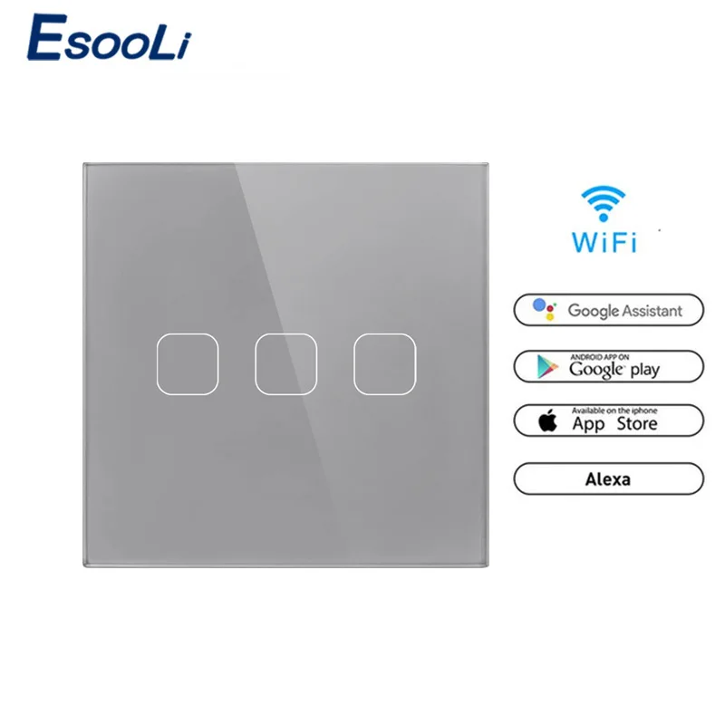 Esooli Tuya Smartlife WiFi приложение управление светильник переключатель Google Home Amazon Alexa