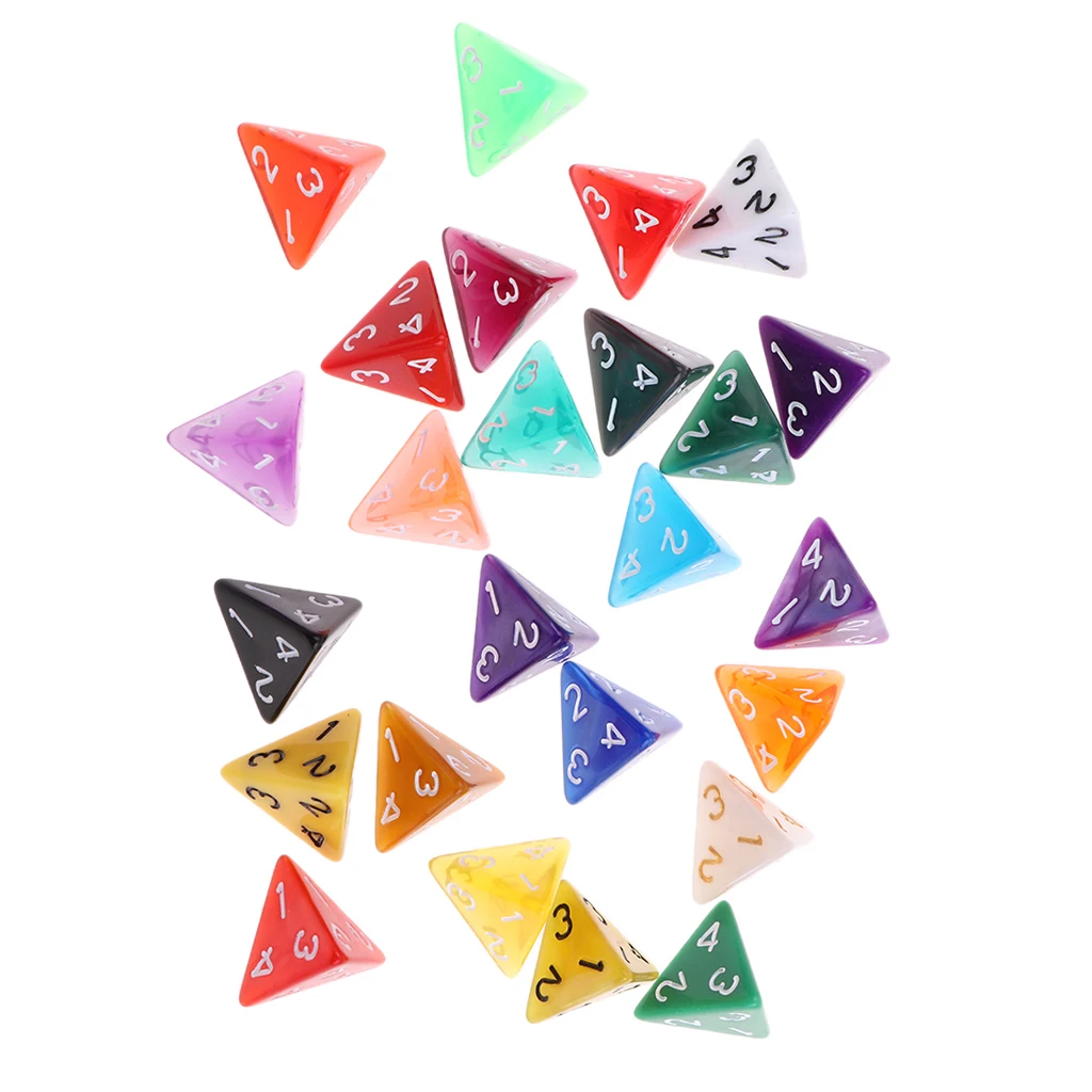 25Pc Plastic D4 Dices for Dungeons &Dragons D&D TRPG Adults Pub Bar Fun