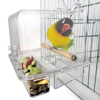 

Bird Feeder Sturdy Transparent Seed Catcher Tray Hanging Food Dish Cage for Small Birds Lovebirds Cockatiels Canaries