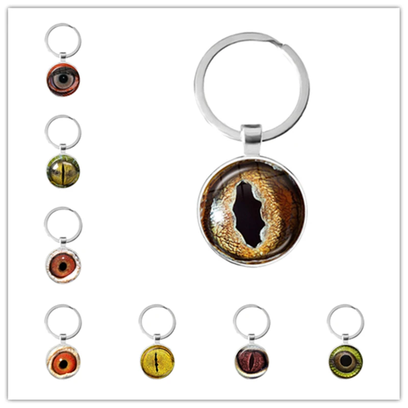 1Pc Drago Occhi 25 Millimetri Di Vetro Cabochon Portachiavi Gli Occhi Degli Animali Drago Serpente Gufo Gatto Occhi Di Tigre Silver-Plated Portachiavi