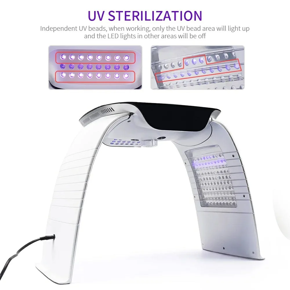 LED Light Therapy Acne Treatment Hot Cold Nano Water Spray Skin Rejuvenation UV Sterilization Facial Skin Care Lamp 8 Colors led facial mask,led beauty lamp