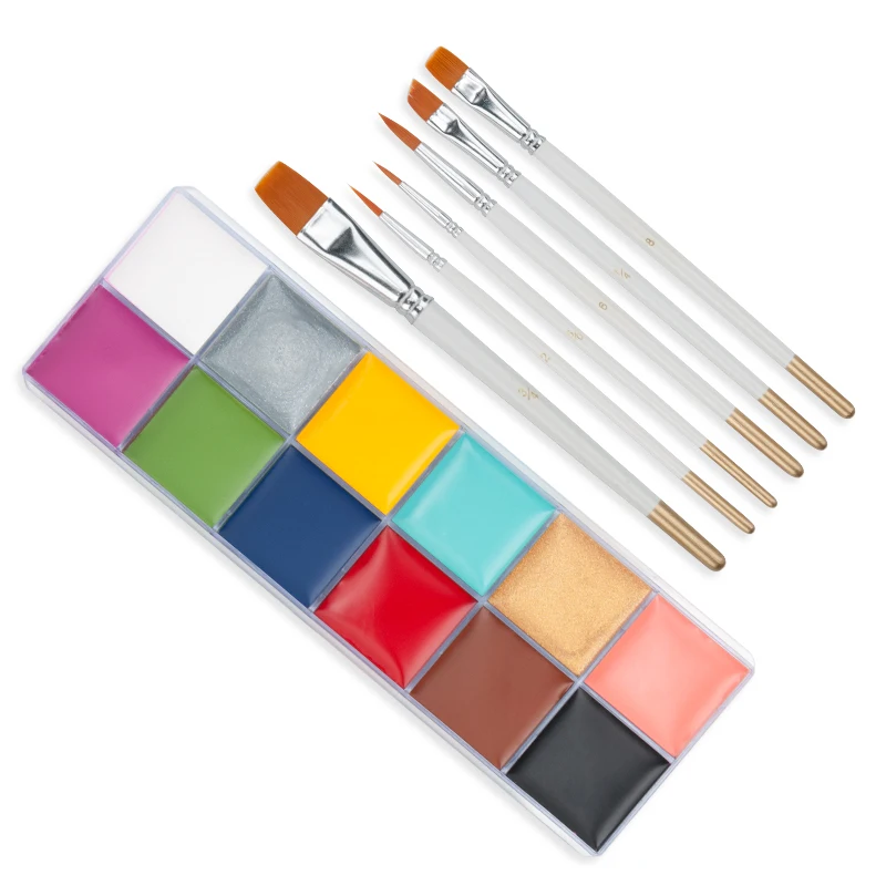 96g paint with brush VERONNI профессиональные Хэллоуин вечерние живопись для лица тела краска масляная тату краска ing Art Макияж Косметика краска для тела ing 12 цветов - Цвет: 96g paint with brush