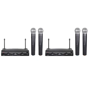 

One for Two Wireless Microphone Two Handheld Dynamic Cordless Mic and Dual Channel Receiver for Party Church