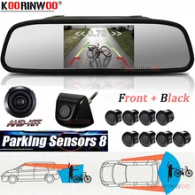 Koorinwoo Parktronics 8 system czujników parkowania z kamerą system alarmowy LCD Monitor lustrzany radar cofania 22MM czarny biały złoty