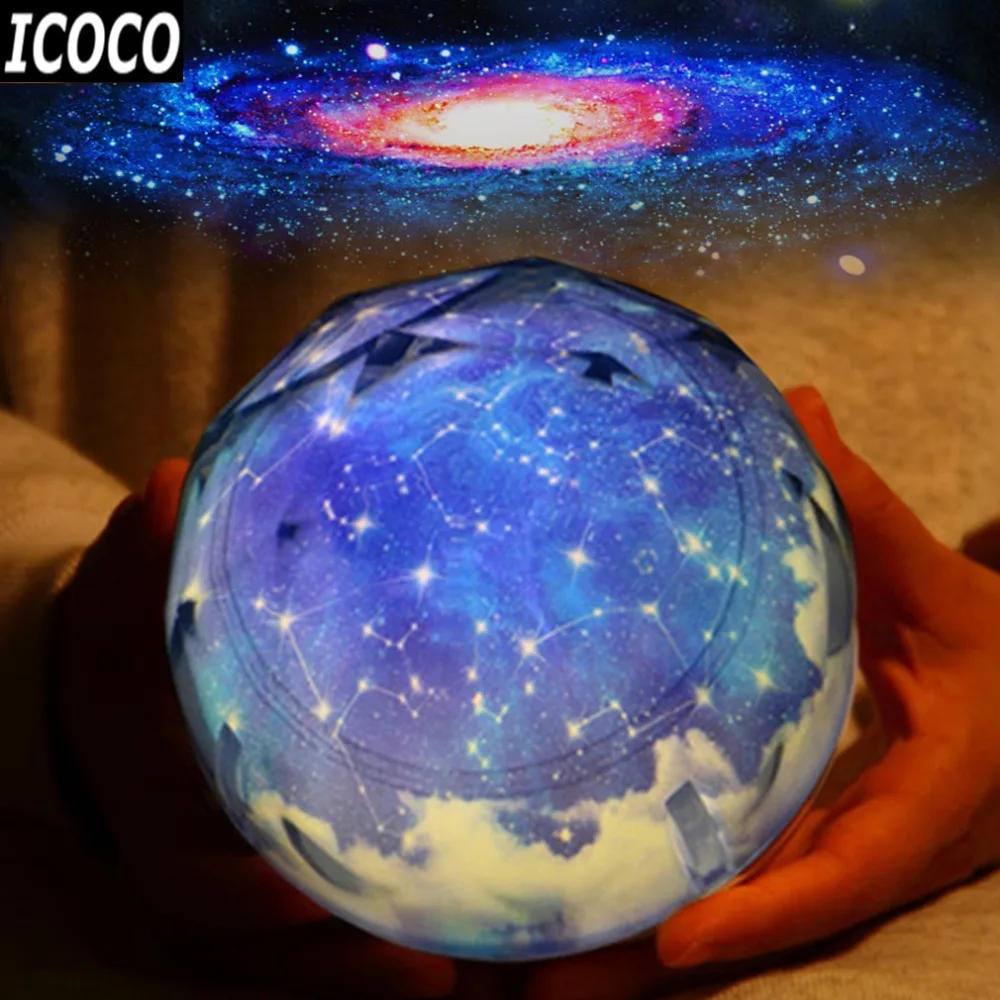 

ICOCO Starry Sky Magic Projector Lamp Constellation/Planet/Earth/Christmas Rotating Galaxy LED Night Light Cosmos Universe Light