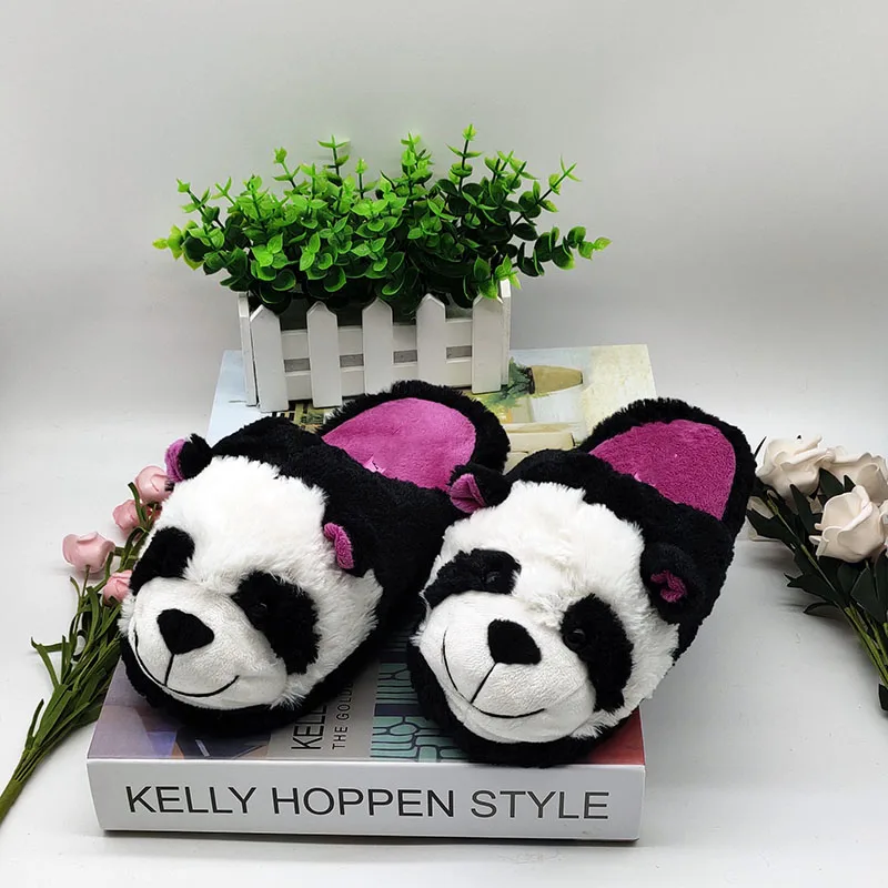 

panda children Indoor Slippers Special custom warm winter lovers home slippers thick hard bottom shoes on floor shoes house