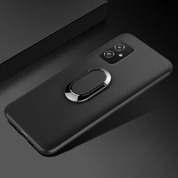Classic Finger Ring 360° Rotating Soft Silicone Case - Red Blue Black - ZenFone 8 ZS590KS (Black)
