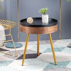 Mesa auxiliar nórdica para sofá, mesita de noche redonda para dormitorio, cama pequeña, mesa redonda para el hogar, sala de estar, armario de almacenamiento para Hotel