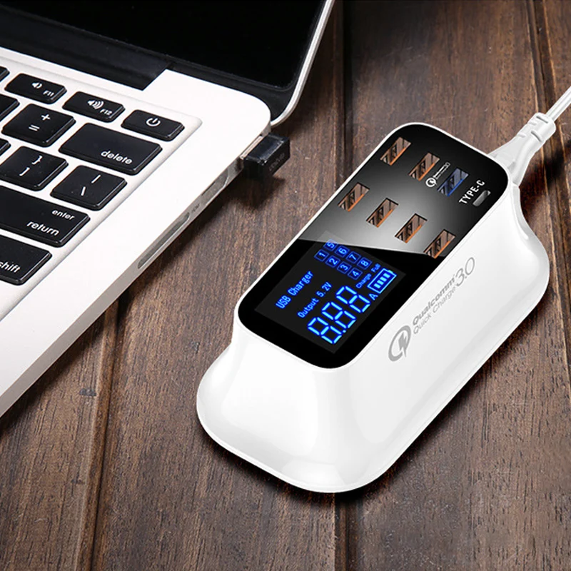 8 портов мульти Быстрая зарядка 3,0 USB PD Быстрая зарядка светодиодный дисплей адаптер Быстрая зарядка для iPhone huawei Xiaomi