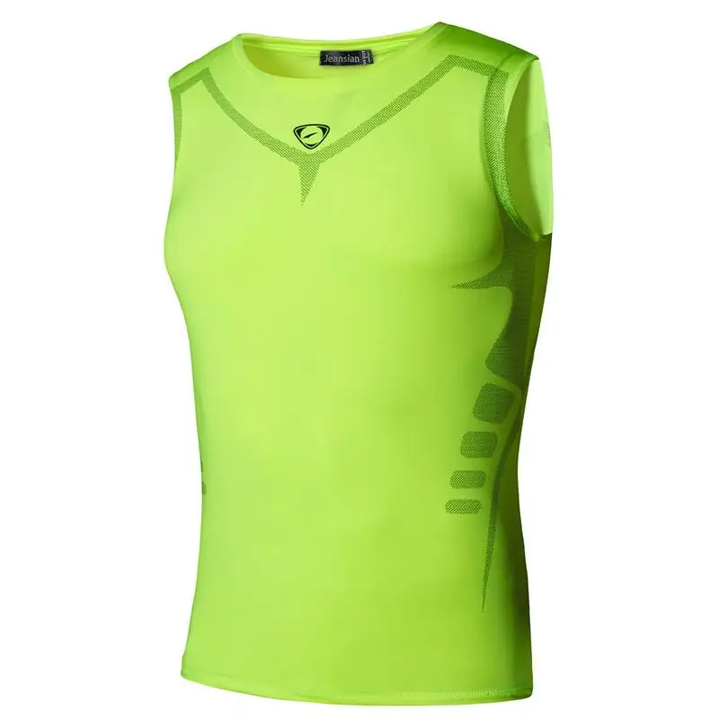 

jeansian Sport Tank Tops Tanktops Sleeveless Shirts Running Grym Workout Fitness Slim Compression LSL207 GreenYellow2